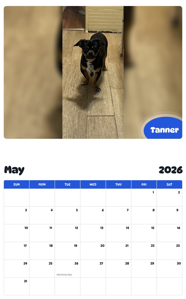 2026 - 2027 Tanner - Pawidols Pet Calendar