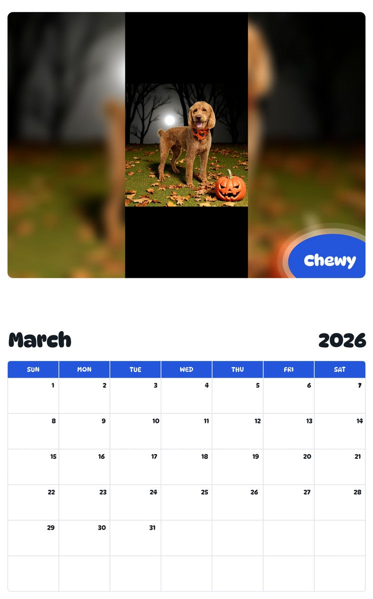 November 2025 - October 2026 Chewy - Pawidols Pet Calendar