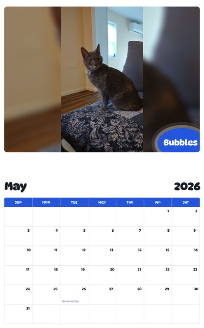 2026 - 2027 Bubbles - Pawidols Pet Calendar