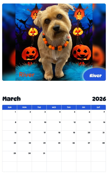November 2025 - October 2026 River - Pawidols Pet Calendar