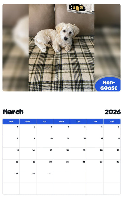 November 2025 - October 2026 Mon-GOOSE - Pawidols Pet Calendar