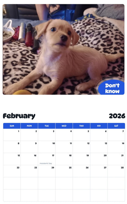 October 2025 - September 2026 Don't know - Pawidols Pet Calendar