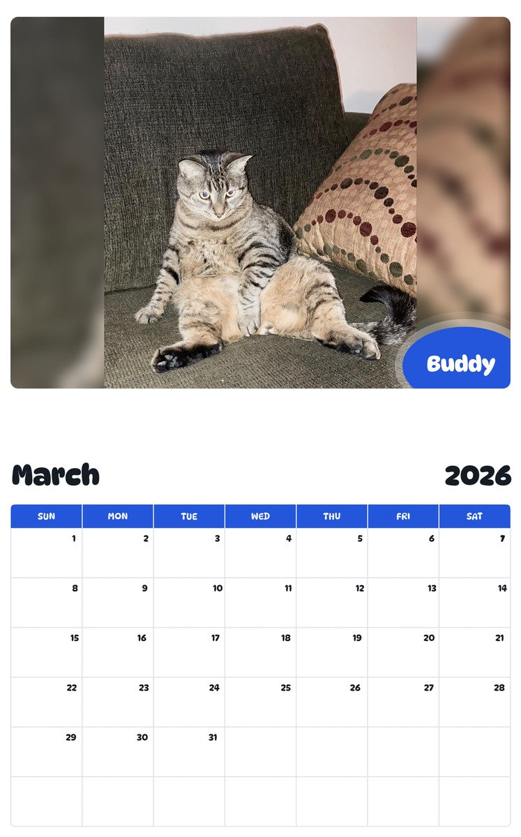 November 2025 - October 2026 Buddy - Pawidols Pet Calendar