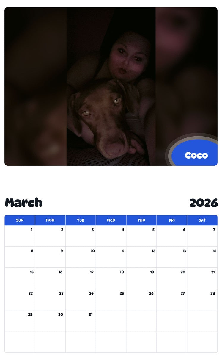 November 2025 - October 2026 Coco - Pawidols Pet Calendar