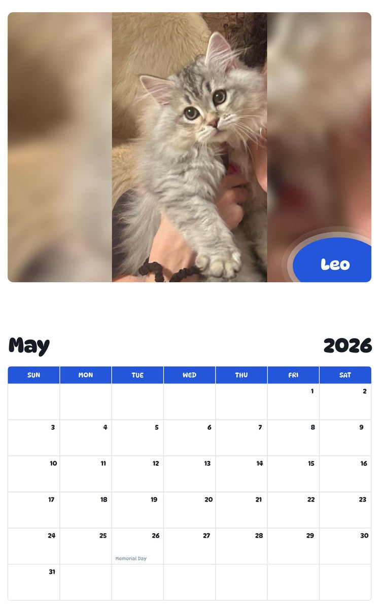 2026 - 2027 Leo - Pawidols Pet Calendar