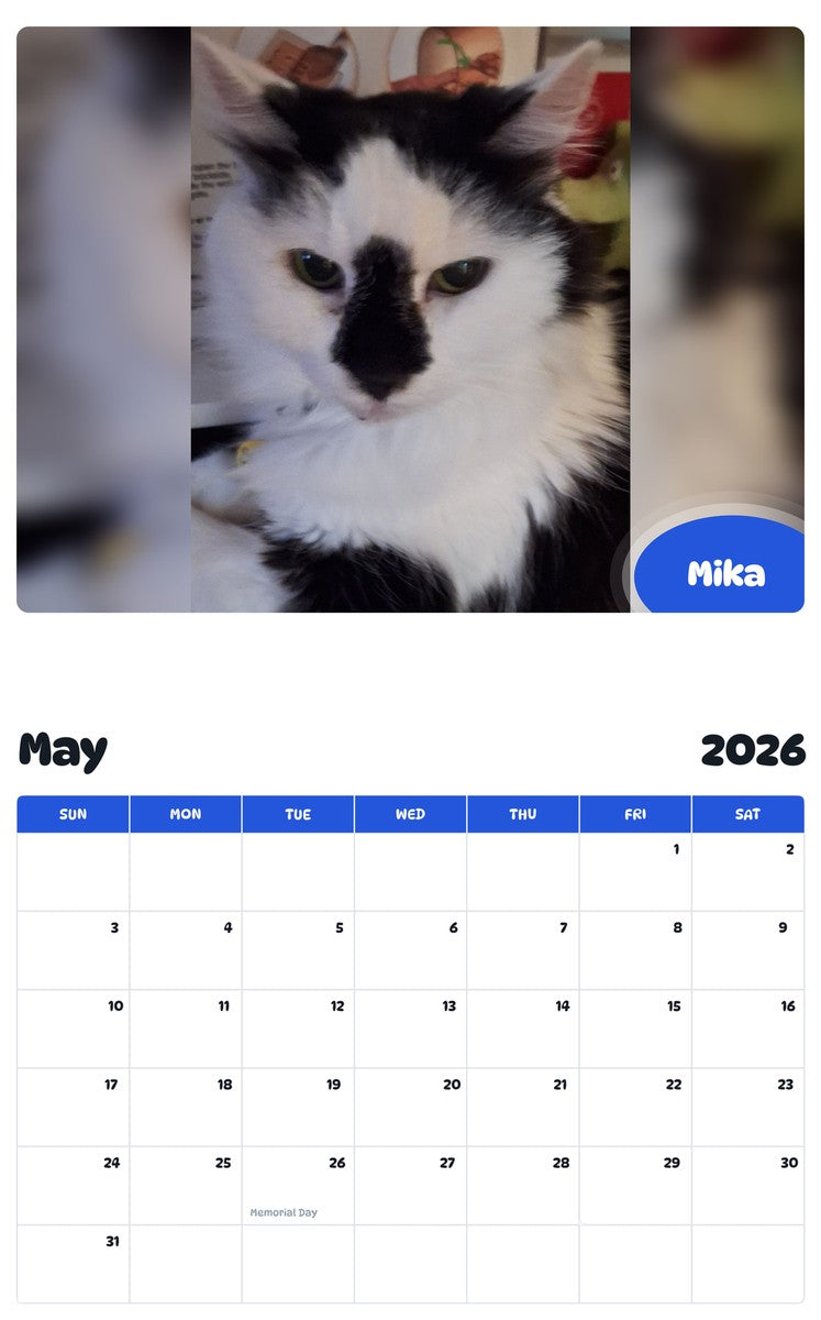 2026 - 2027 Mika - Pawidols Pet Calendar