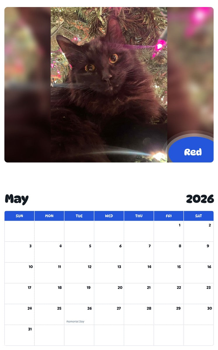 2026 - 2027 Red - Pawidols Pet Calendar