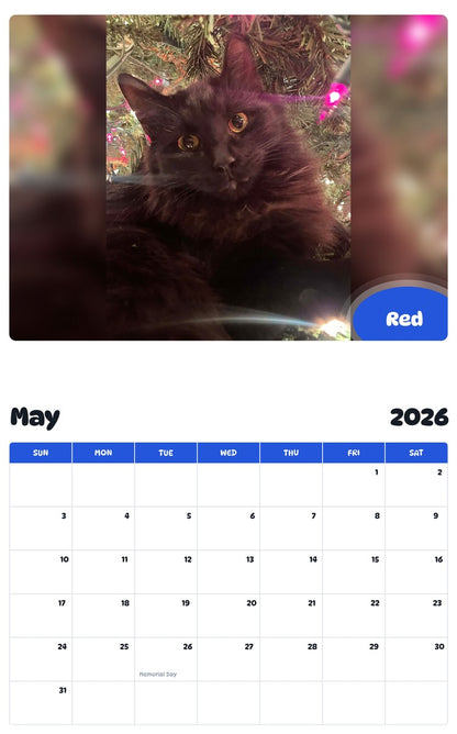 2026 - 2027 Red - Pawidols Pet Calendar