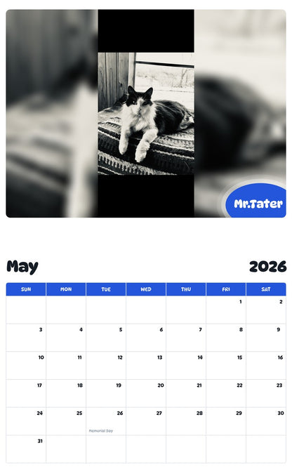 2026 - 2027 Mr.Tater - Pawidols Pet Calendar