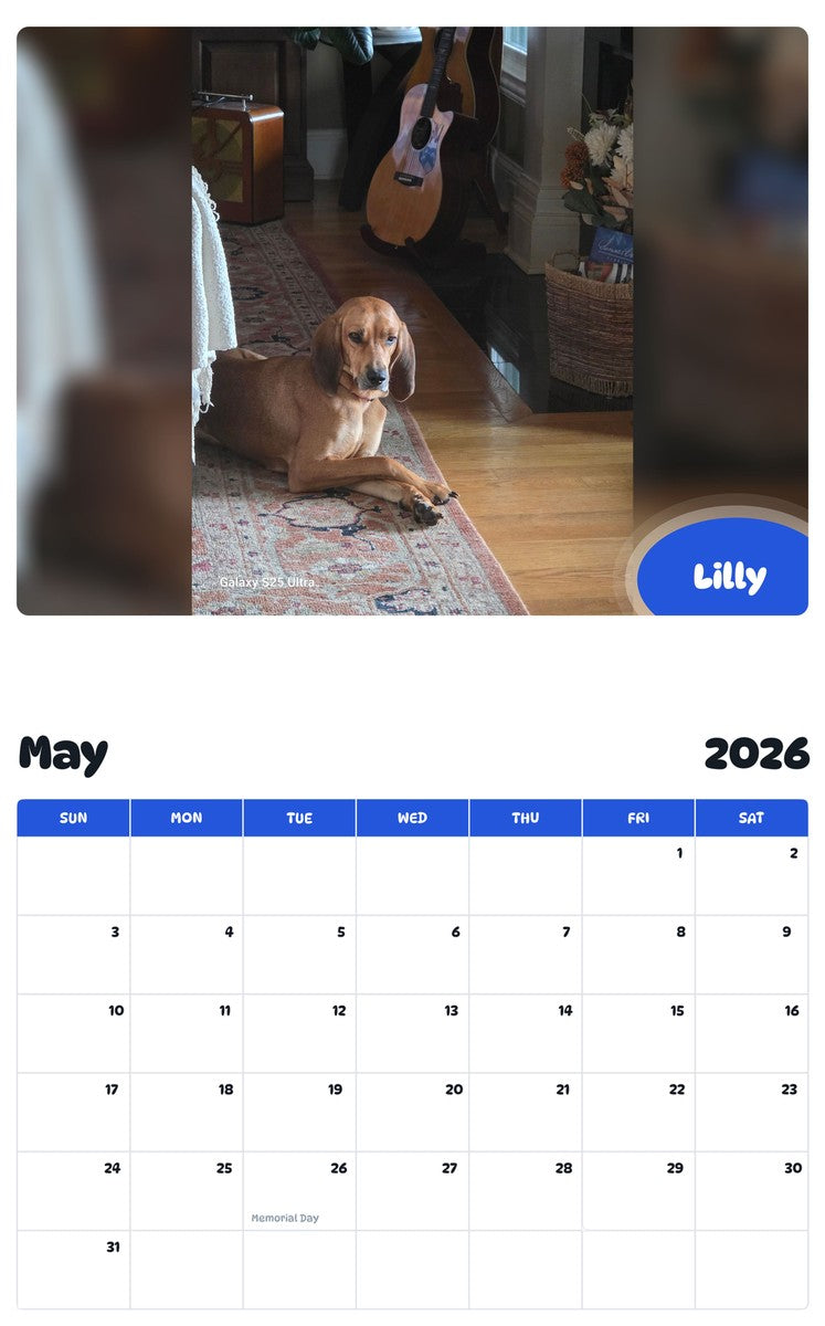 2026 - 2027 Lilly - Pawidols Pet Calendar