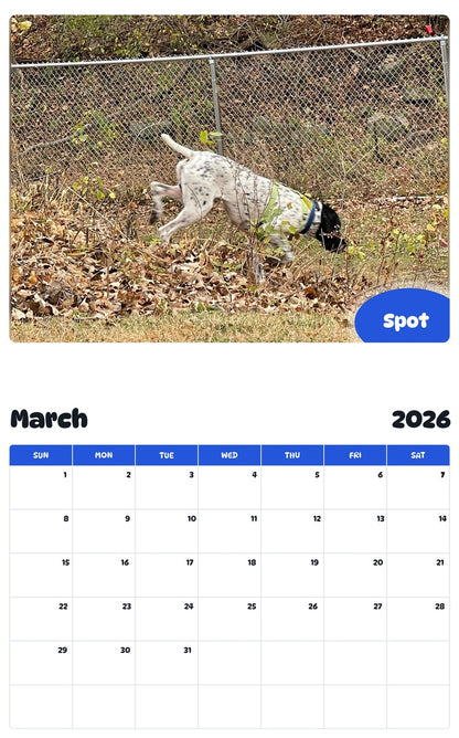 November 2025 - October 2026 Spot - Pawidols Pet Calendar
