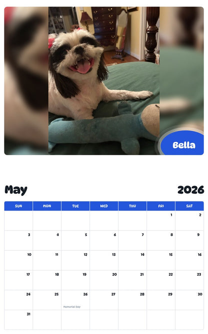 2026 - 2027 Bella - Pawidols Pet Calendar