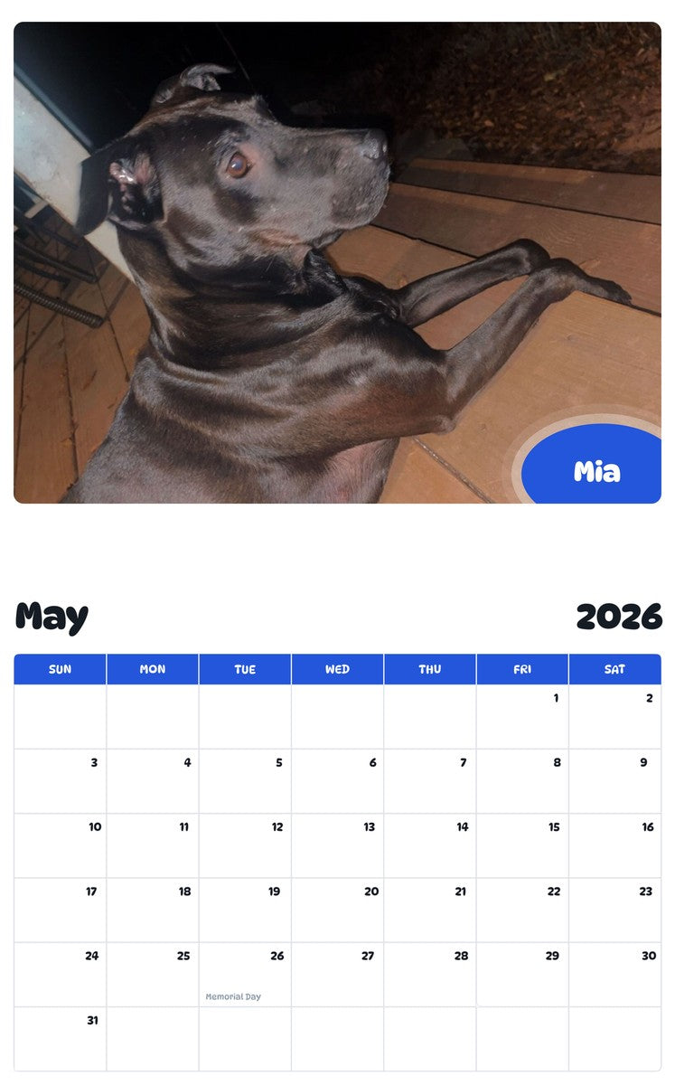 2026 - 2027 Mia - Pawidols Pet Calendar