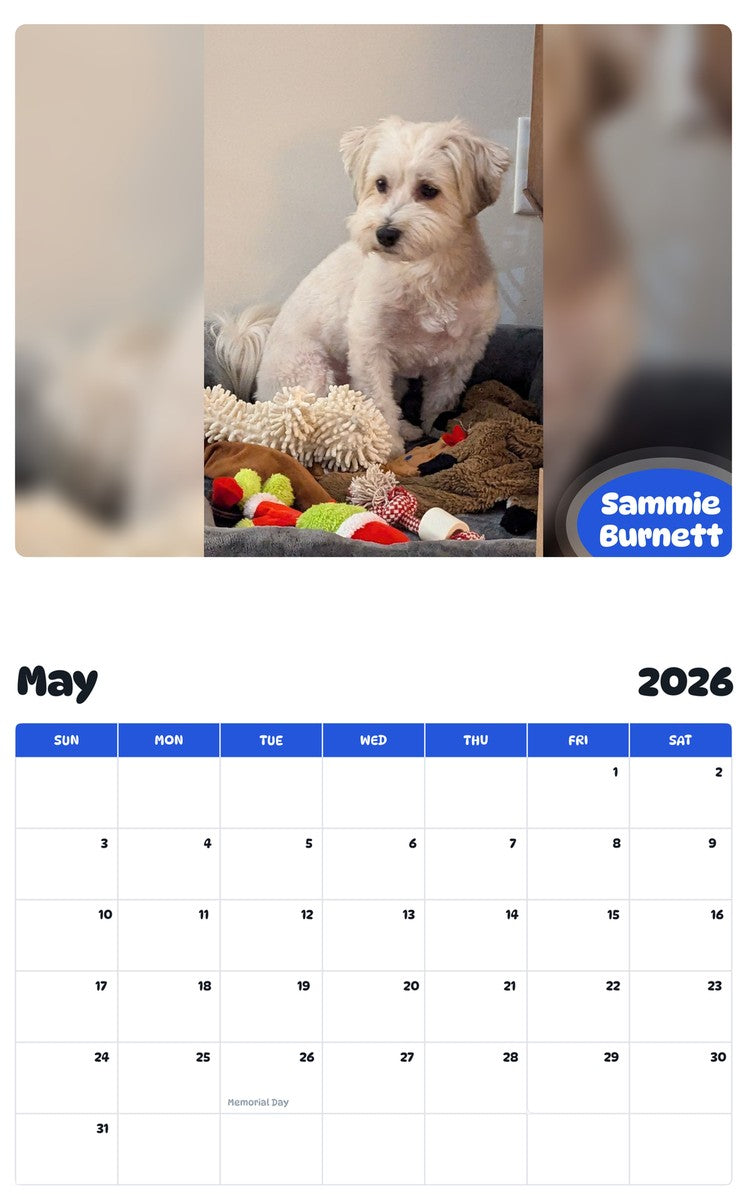 2026 - 2027 Sammie Burnett - Pawidols Pet Calendar