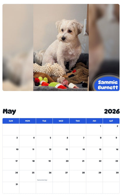 2026 - 2027 Sammie Burnett - Pawidols Pet Calendar