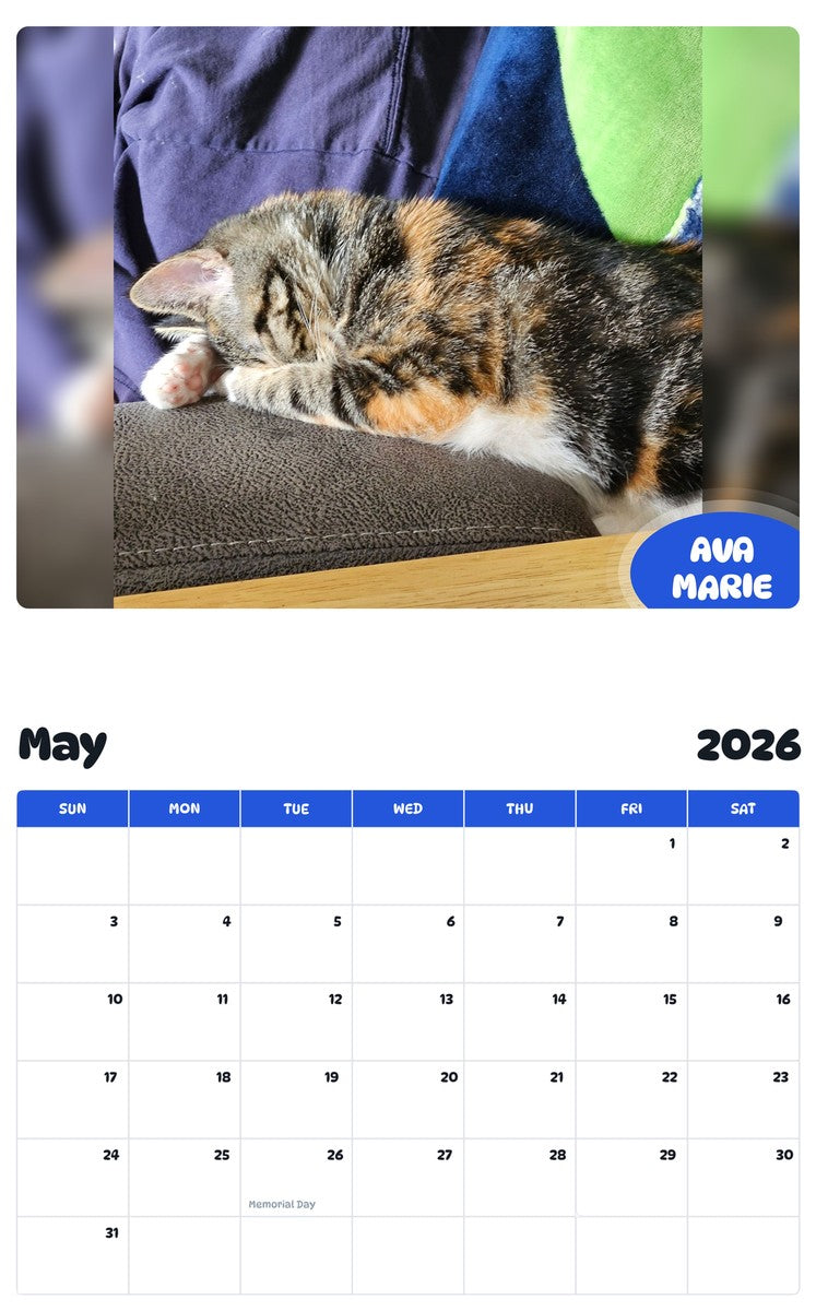 2026 - 2027 AVA MARIE - Pawidols Pet Calendar
