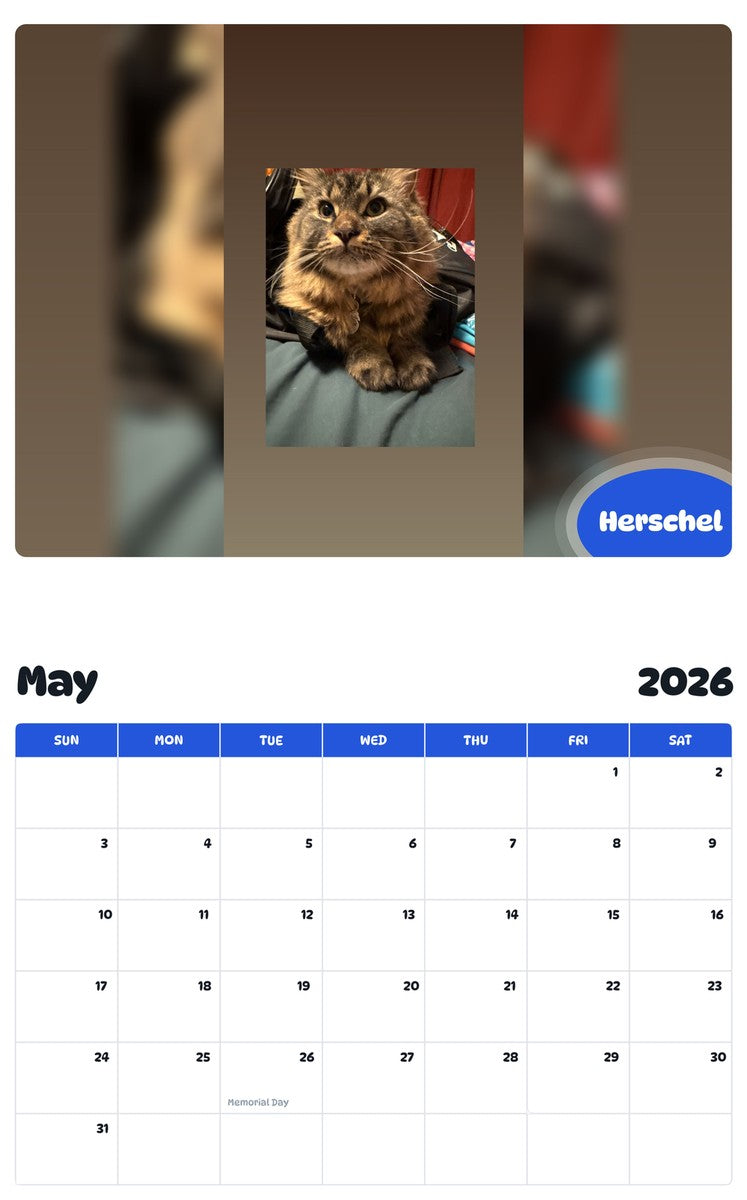2026 - 2027 Herschel - Pawidols Pet Calendar