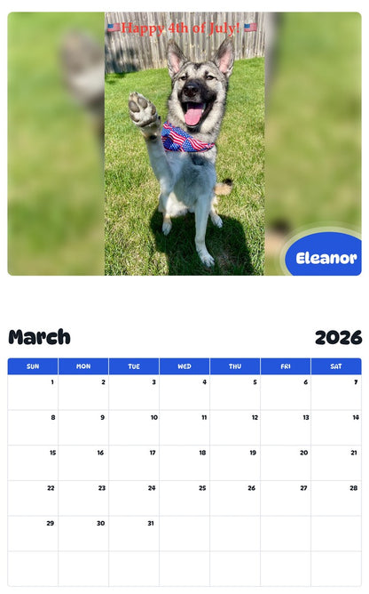 November 2025 - October 2026 Eleanor - Pawidols Pet Calendar