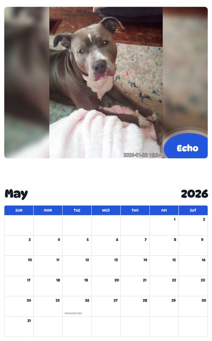 2026 - 2027 Echo - Pawidols Pet Calendar