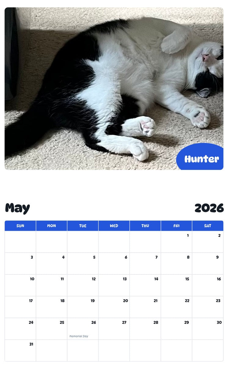 2026 - 2027 Hunter - Pawidols Pet Calendar