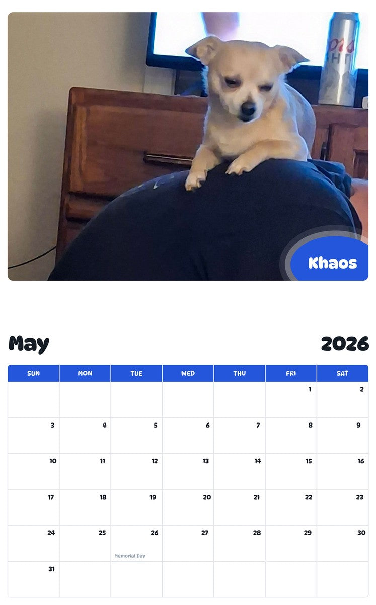 2026 - 2027 Khaos - Pawidols Pet Calendar