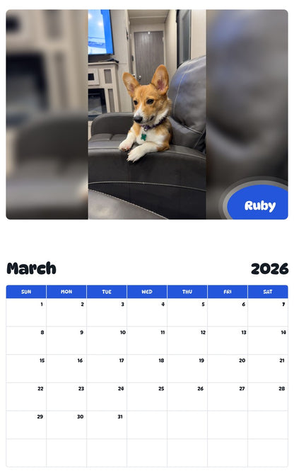 November 2025 - October 2026 Ruby - Pawidols Pet Calendar