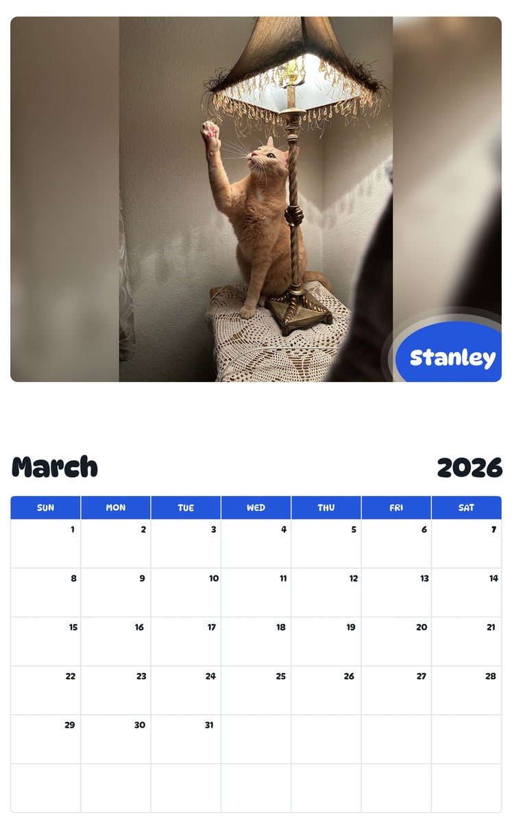 November 2025 - October 2026 Stanley - Pawidols Pet Calendar