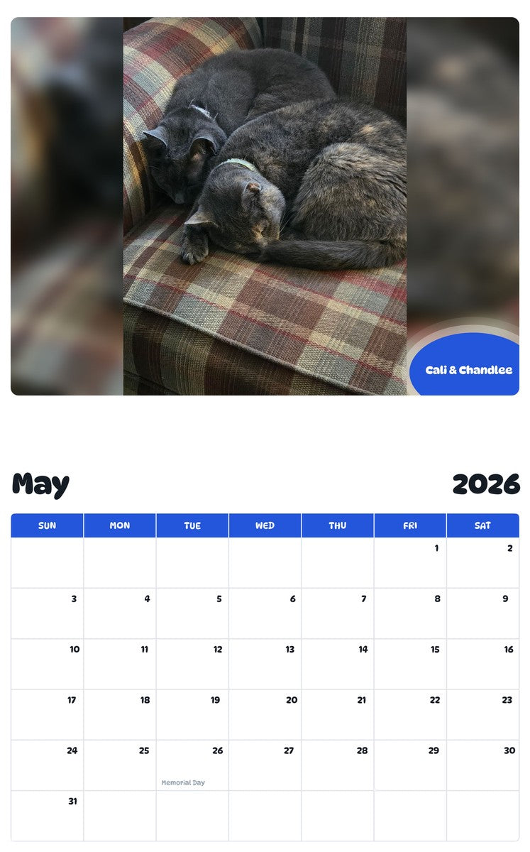 2026 - 2027 Cali & Chandlee - Pawidols Pet Calendar