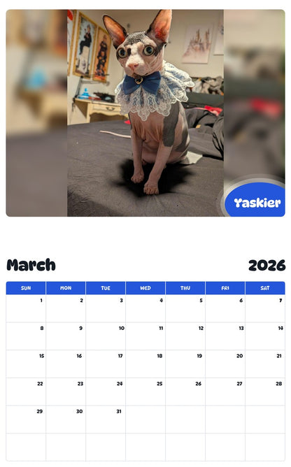 November 2025 - October 2026 Yaskier - Pawidols Pet Calendar