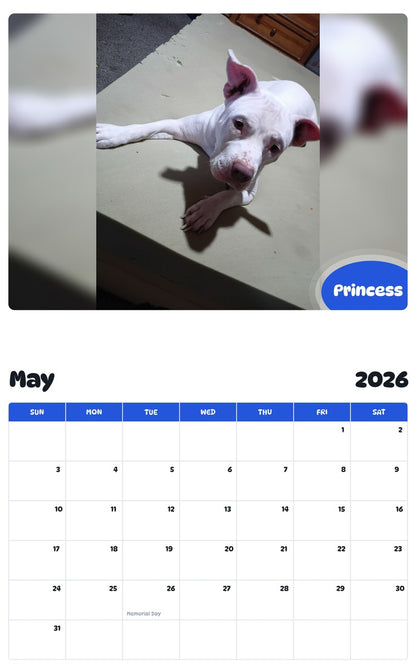2026 - 2027 Princess - Pawidols Pet Calendar