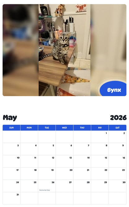 2026 - 2027 Bynx - Pawidols Pet Calendar