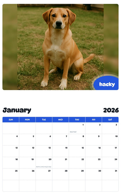 October 2025 - September 2026 hacky - Pawidols Pet Calendar
