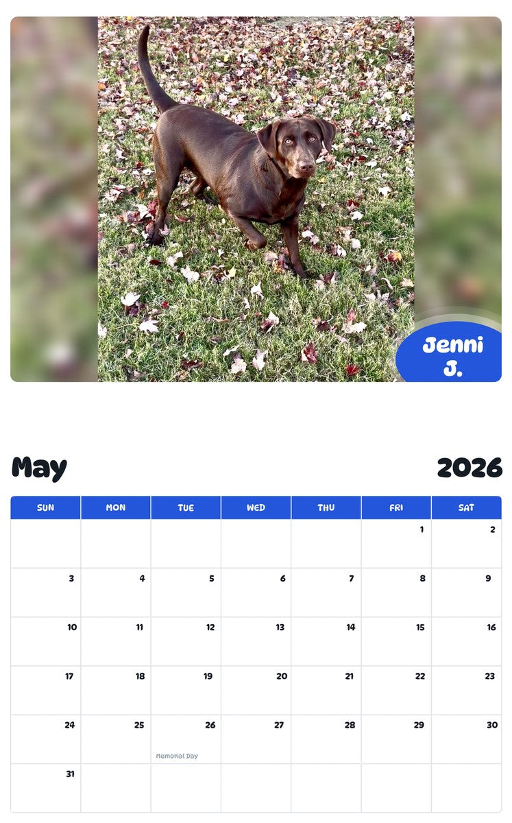 2026 - 2027 Jenni J. - Pawidols Pet Calendar