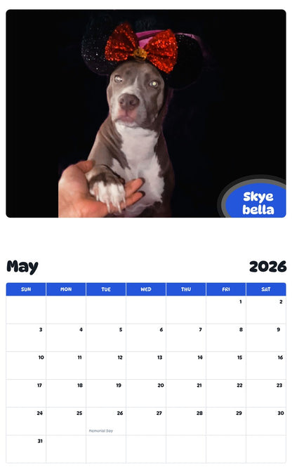 2026 - 2027 Skye bella - Pawidols Pet Calendar