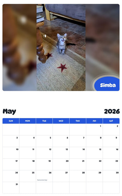 2026 - 2027 Simba - Pawidols Pet Calendar