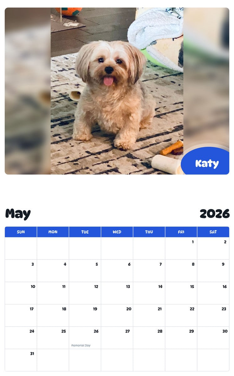 2026 - 2027 Katy - Pawidols Pet Calendar