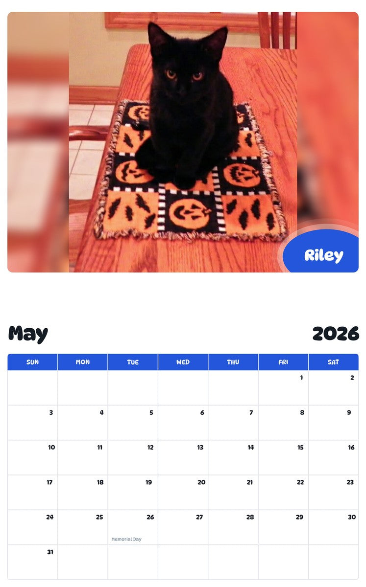 2026 - 2027 Riley - Pawidols Pet Calendar