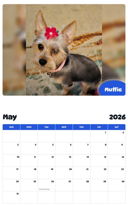 2026 - 2027 Muffie - Pawidols Pet Calendar