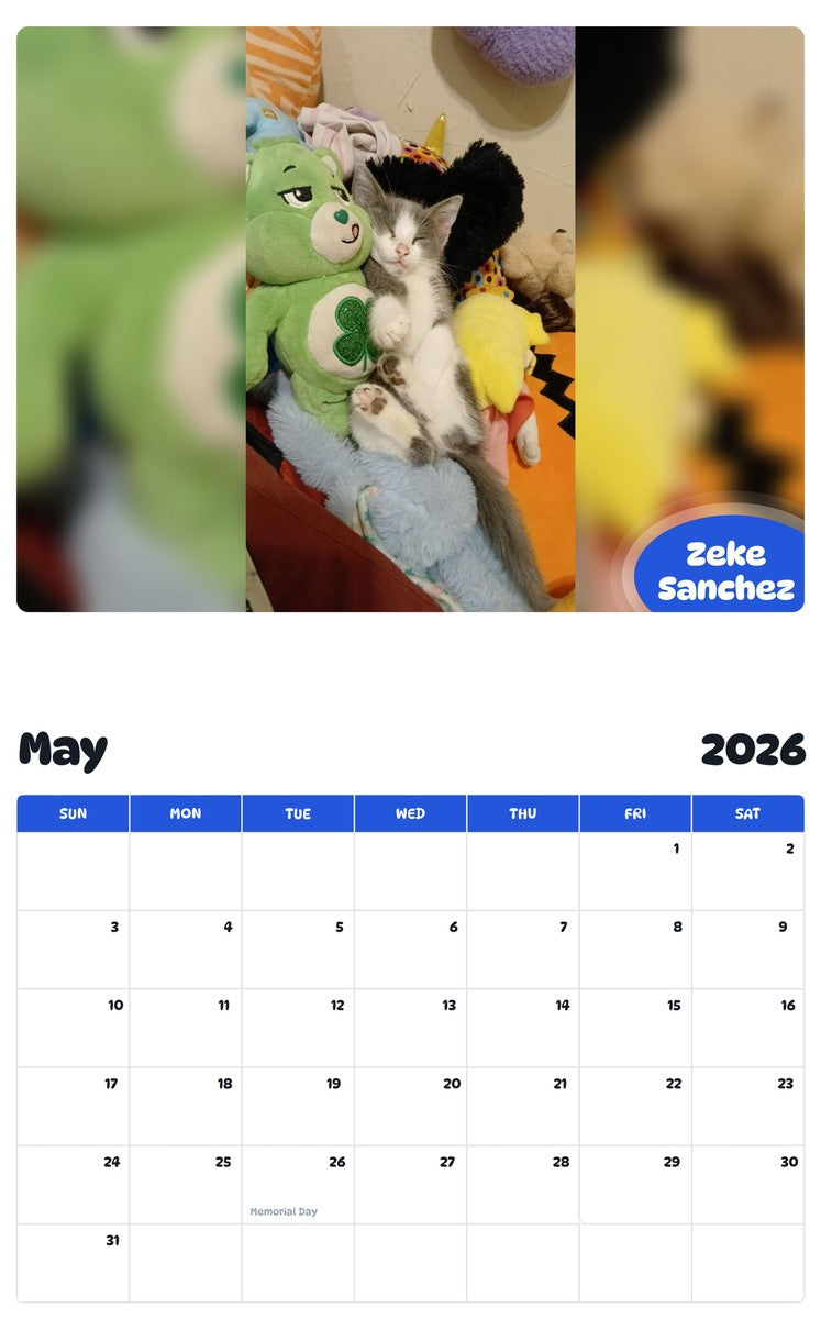 2026 - 2027 Zeke Sanchez - Pawidols Pet Calendar