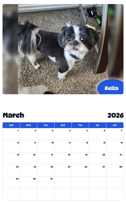 November 2025 - October 2026 Bella - Pawidols Pet Calendar