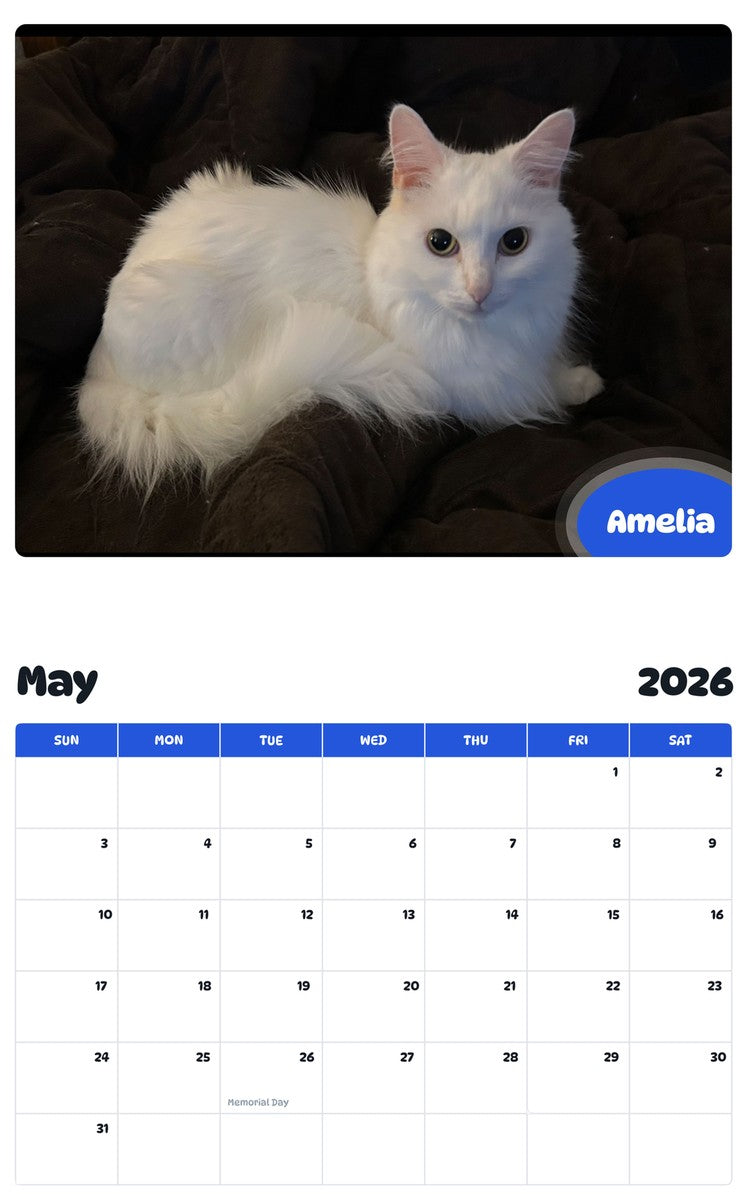 2026 - 2027 Amelia - Pawidols Pet Calendar
