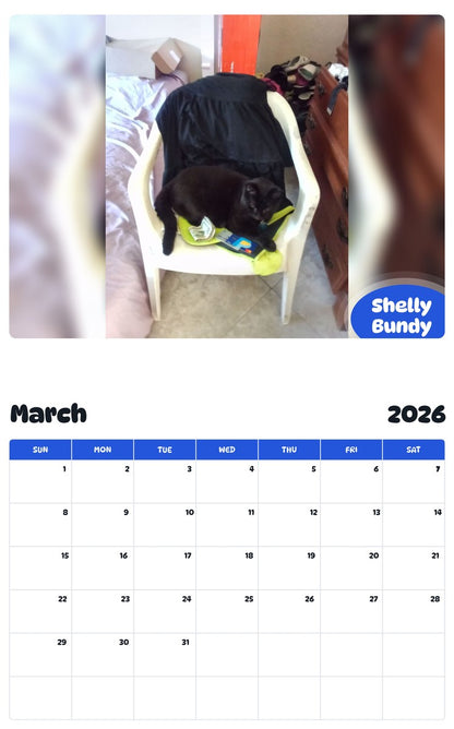 November 2025 - October 2026 Shelly Bundy - Pawidols Pet Calendar