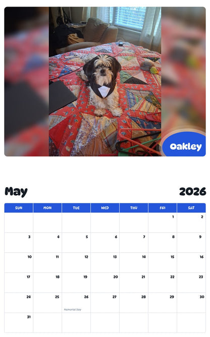 2026 - 2027 Oakley - Pawidols Pet Calendar
