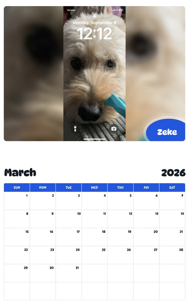 November 2025 - October 2026 Zeke - Pawidols Pet Calendar