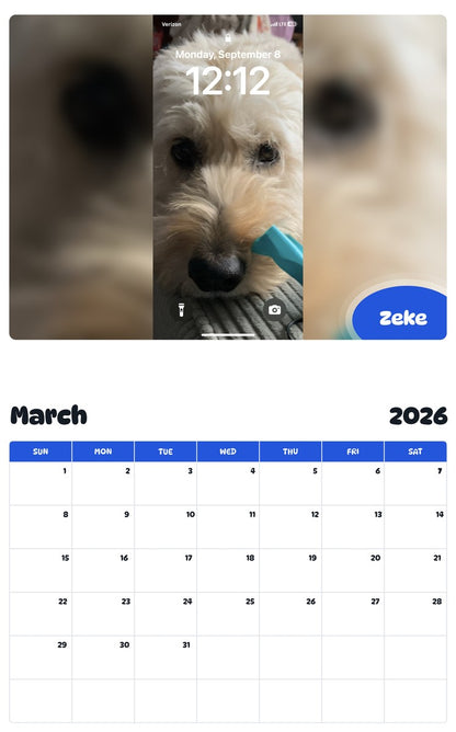 November 2025 - October 2026 Zeke - Pawidols Pet Calendar