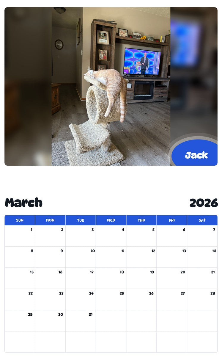 November 2025 - October 2026 Jack - Pawidols Pet Calendar
