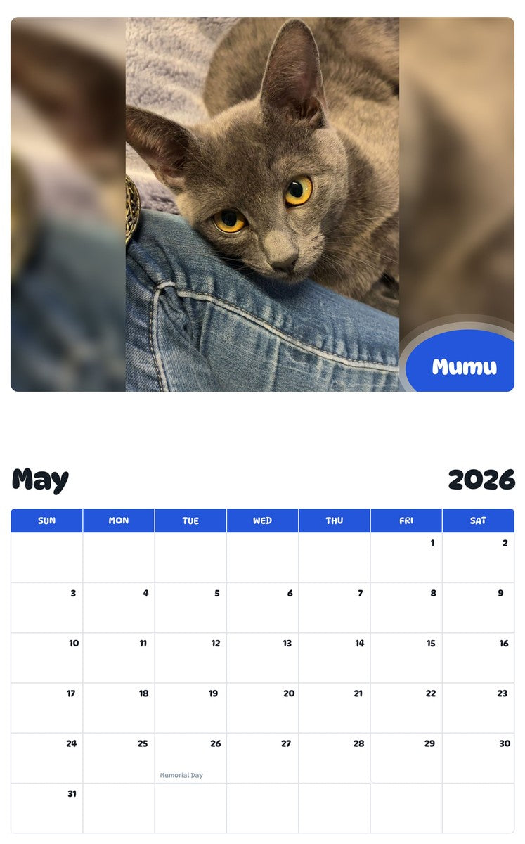 2026 - 2027 Mumu - Pawidols Pet Calendar
