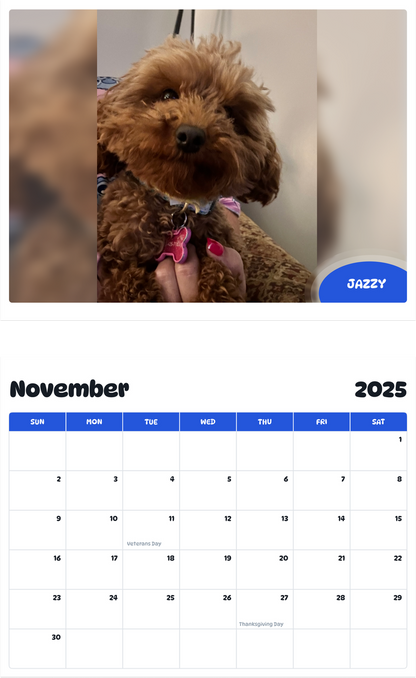 July 2025 - June 2026 Jazzy - Pawidols Pet Calendar