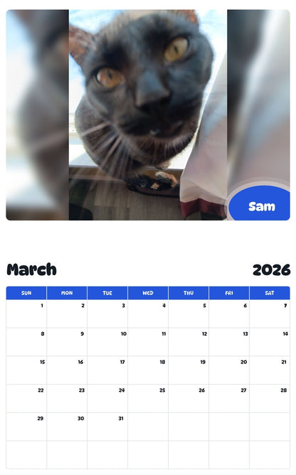 November 2025 - October 2026 Sam - Pawidols Pet Calendar