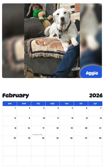 October 2025 - September 2026 Aggie - Pawidols Pet Calendar